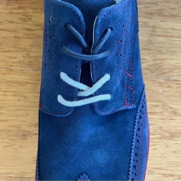 GBX Grieves Suede Men's Wingtip Oxfords - Navy - 7.5 8 8.5 9 13 NWT - Picture 4 of 11